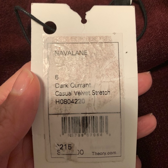 Theory Navalane pants 6 dark red velvet NWT - Picture 3 of 5